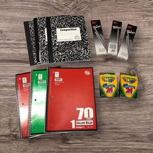 Back to School Essentials Supplies Pack Kit Bundle - Notebooks Pencils Crayons
